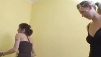 两个女人往老头嘴里拉屎