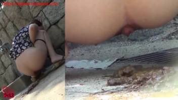 Japanese teen 18+ with diarrhea on the public road